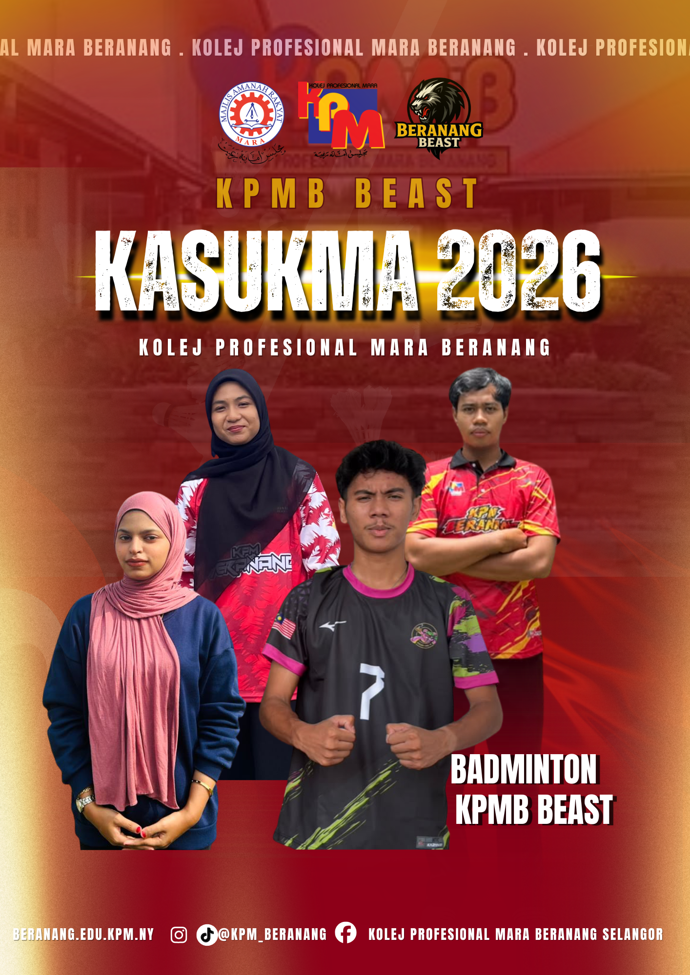 Gambar skuad BADMINTON - KPMB · KOLEJ PROFESIONAL MARA BERANANG